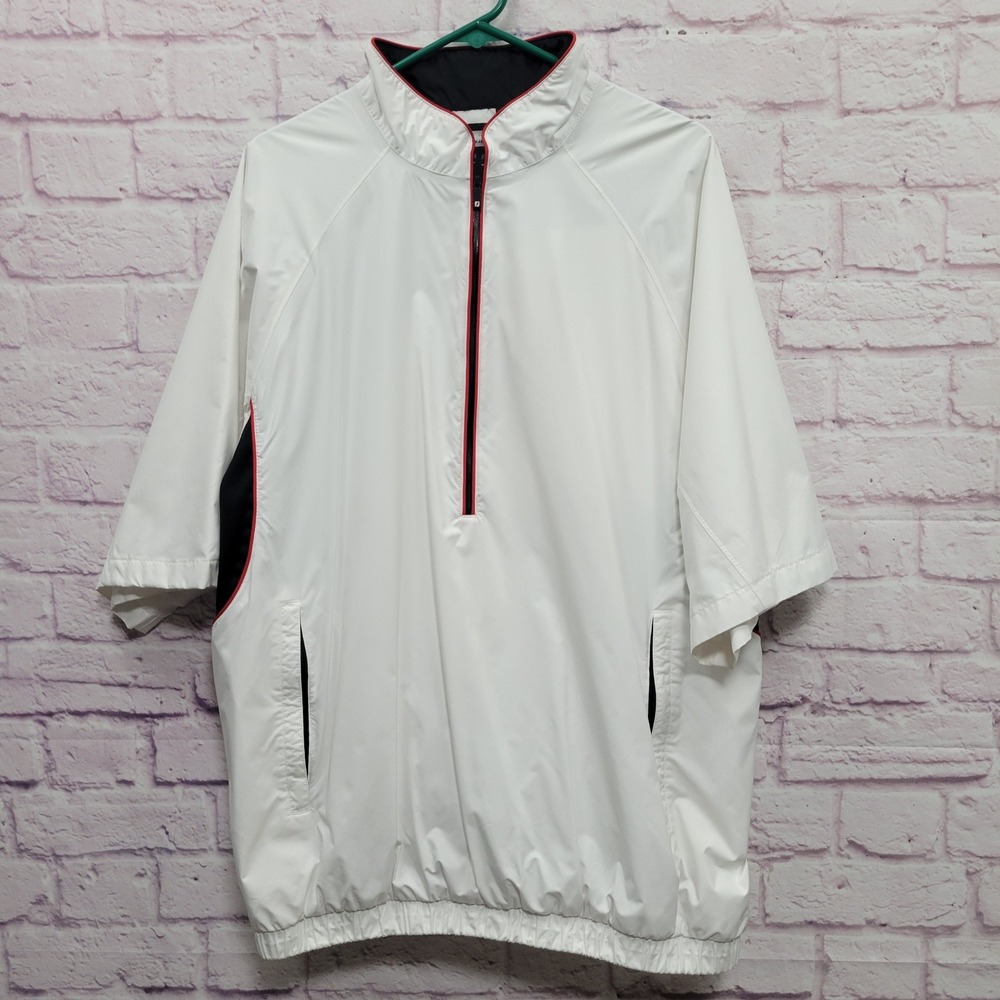 Footjoy Dryjoys Rain Pullover Shirt Mens XL White Windbreaker Performance Gorp